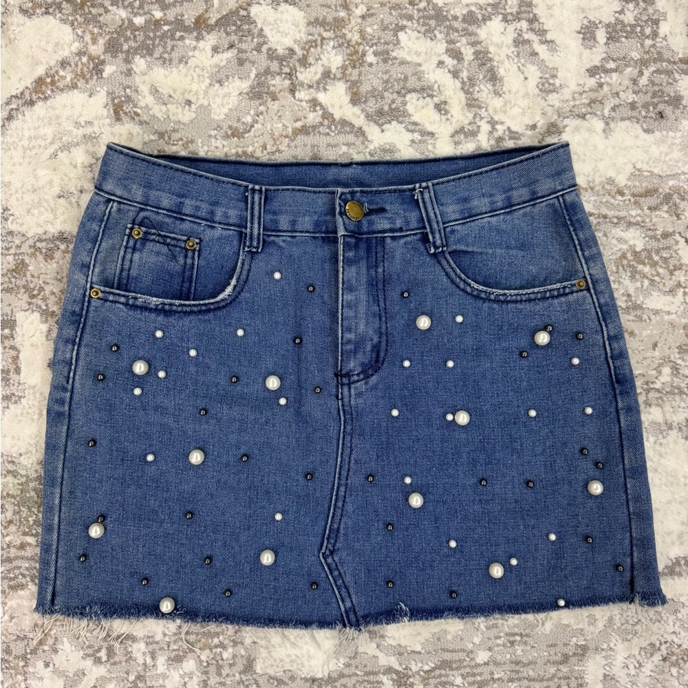 Denim Embellished Skirt